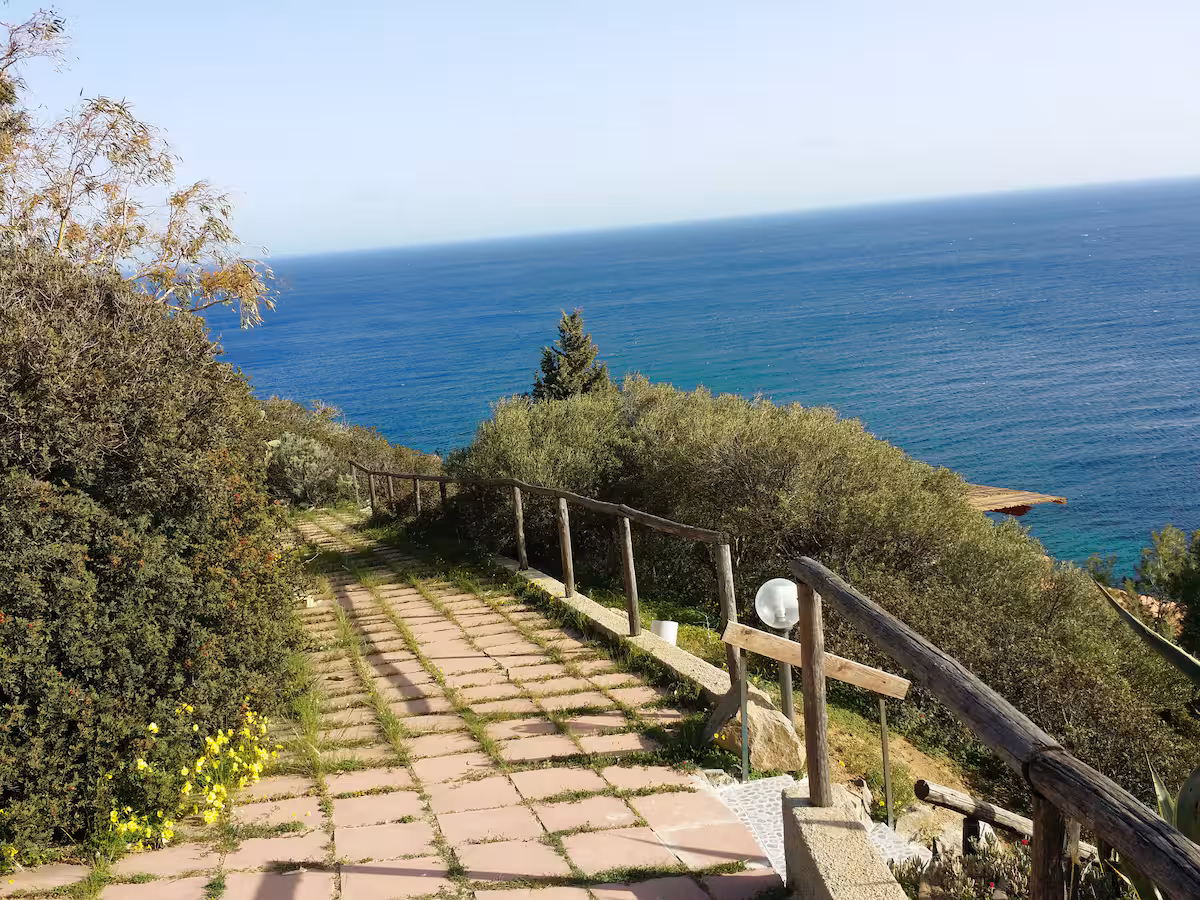 The garden path winding down towards the sea