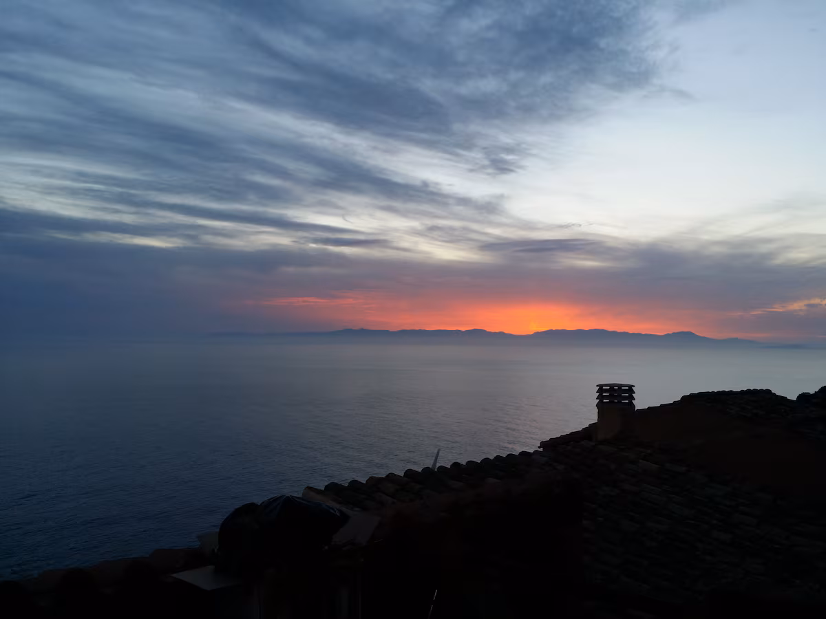 The last light of the day over the southern coast